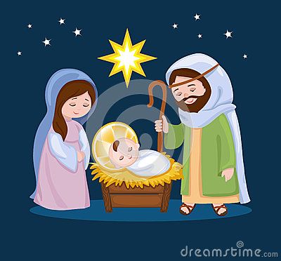 cartoon nativity scene with holy family stock vector illustration of background design 63644491
